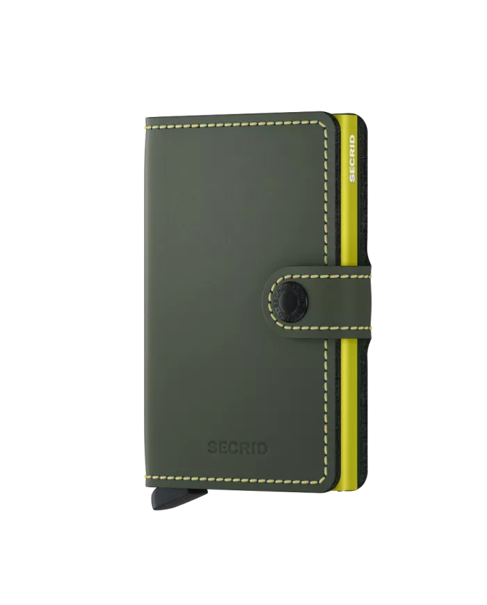 Secrid - Porte-cartes de crédit en cuir Matte Green-Lime