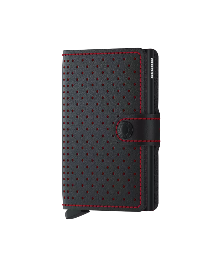 Secrid - Porte-cartes de crédit en cuir Perforated Black-Red