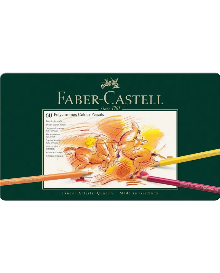 Boîte de crayons de couleur Faber Castell Polychromos, assortiment de  60 pces