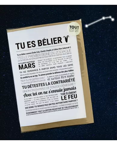 Carte Tout Est Dit "Bélier"