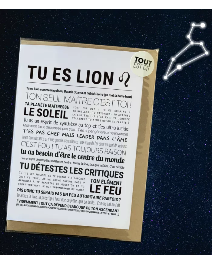 Carte Tout Est Dit "Lion"