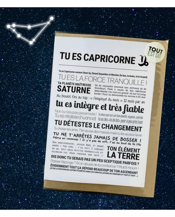 Carte Tout Est Dit "Capricorne"