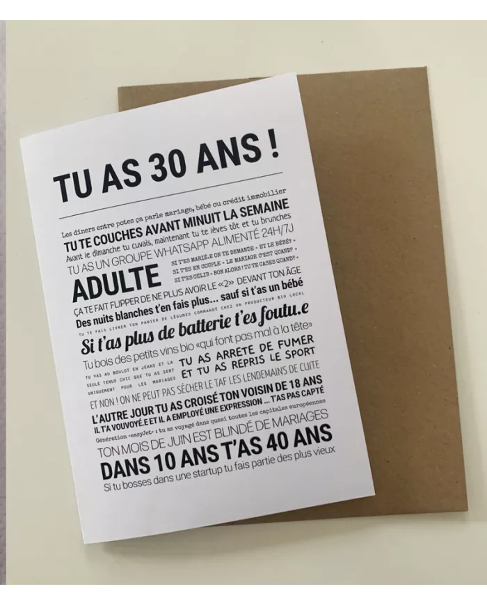 Carte Tout Est Dit "30 ans"