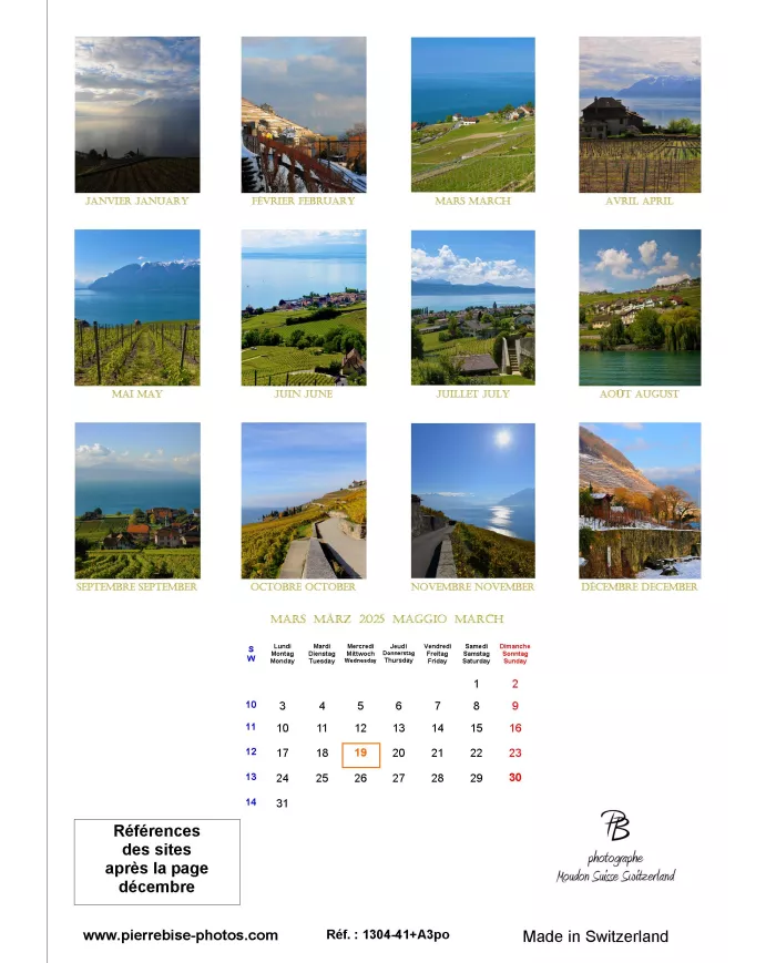 Calendrier A3 "Lavaux" 2025