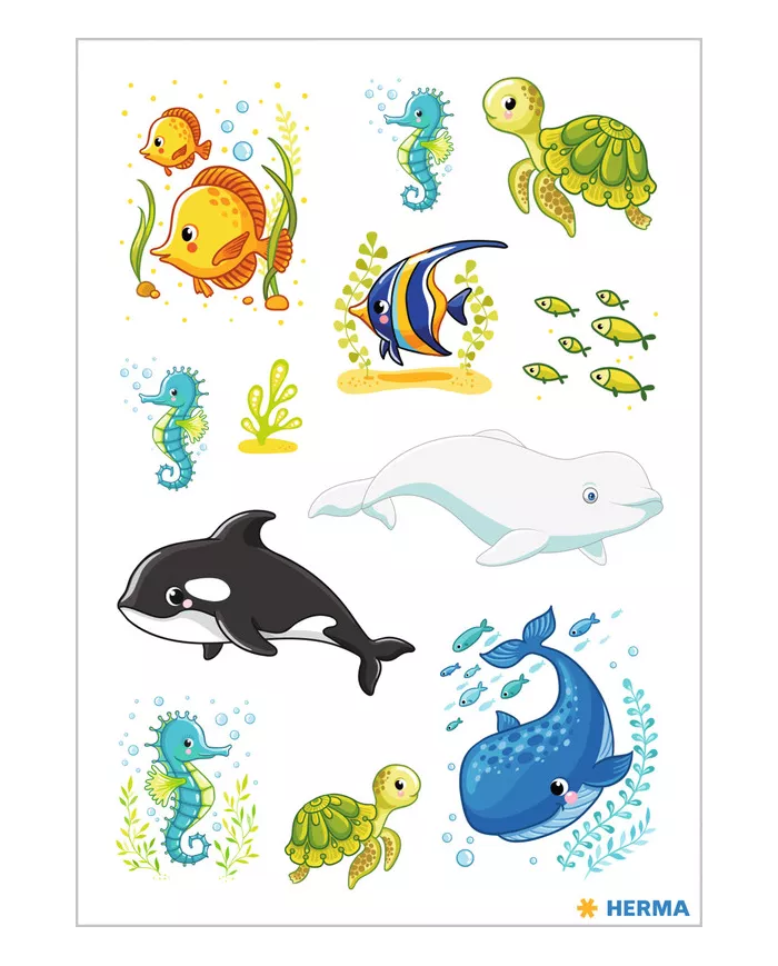 Stickers Herma Famille de baleines et amis