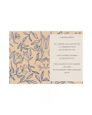 Carte double 15x10.5cm Mariage "Feuilles bleues"