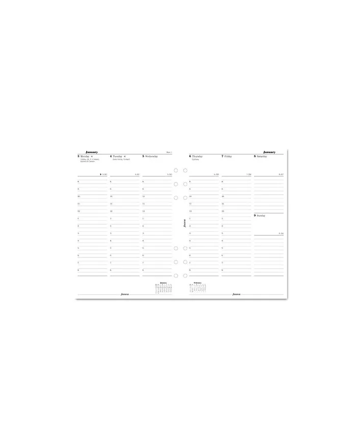 Filofax - Recharge A5 semaine sur 2 pages colonnes en anglais 2025