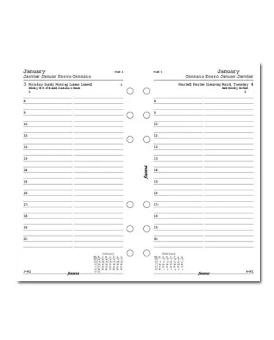 Filofax - Recharge PERSONAL 1 jour par page multi-langues 2025