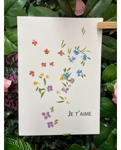 Carte B6 - Je t'aime fleurs