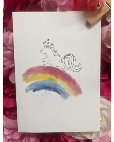 Carte A6 - Licorne Arc-en-ciel