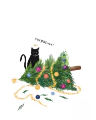 Carte 12x17cm Noël "Chat et sapin"