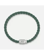 Bracelet à 3 anneaux de la collection Meisterstück en acier et en cuir gris d’étain