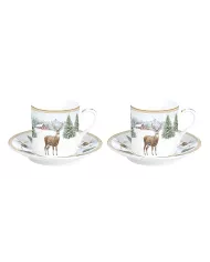 Ensemble de 2 tasses à café avec soucoupe FORET