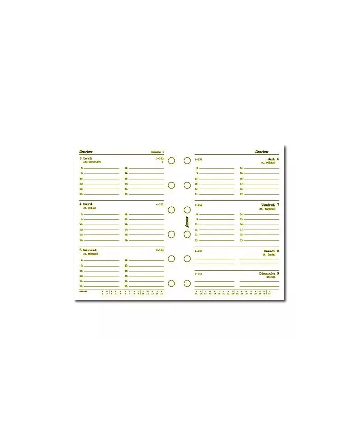 Filofax - Recharge POCKET semaine sur 2 pages + heures crème en français 2025