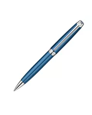 Stylo-bille Léman Grand Bleu finition argentée rhodiée