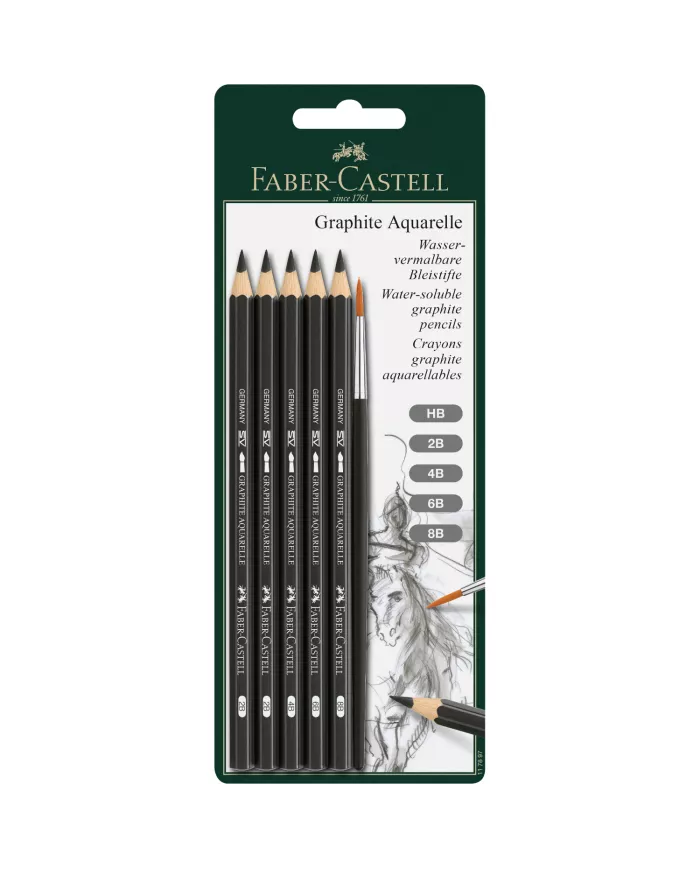 Blister 5 crayons Graphite aquarelle + pinceau